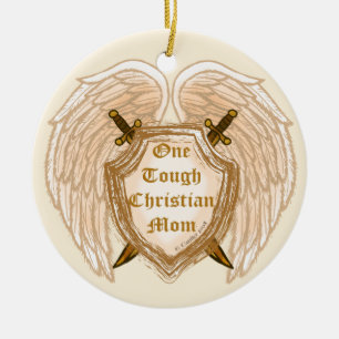 Tough Christian Mom - Anhänger Keramikornament