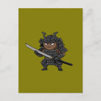 Tough Coconut Samurai Guardian Katana Illustration Postkarte