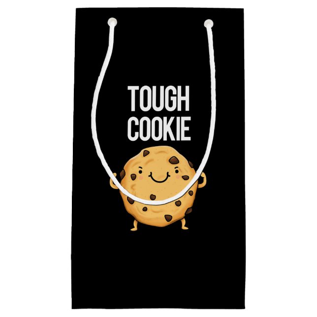 Tough Cookie Funny Cookie Pun Dark BG Kleine Geschenktüte (Vorderseite)