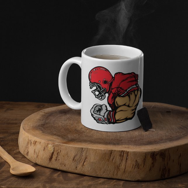 Tough Football Warrior Mascot Red Helmet Muskel Kaffeetasse (Von Creator hochgeladen)