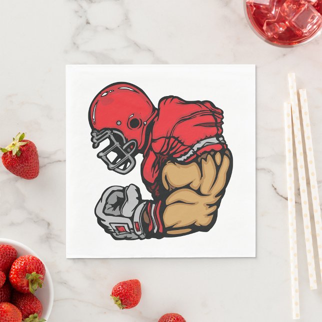 Tough Football Warrior Mascot Red Helmet Muskel Serviette (Von Creator hochgeladen)