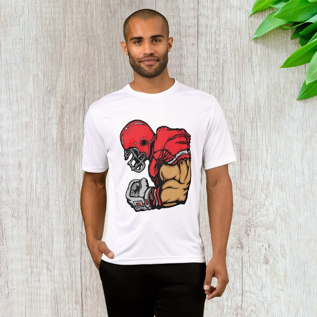 Tough Football Warrior Mascot Red Helmet Muskel T-Shirt (Von Creator hochgeladen)