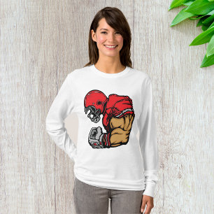 Tough Football Warrior Mascot Red Helmet Muskel T-Shirt