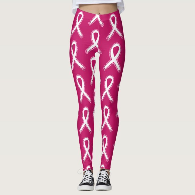 Tough Girls tragen rosa Brustkrebs-Bewusstsein Leggings (Vorderseite)