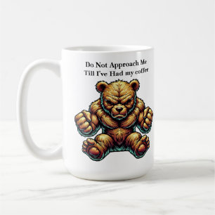 Tough Guy wütender muskulöser Teddybär Farb-Kunst Kaffeetasse