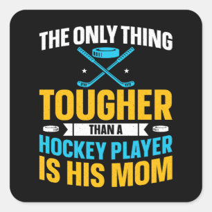 Tough Hockey-Mama Quadratischer Aufkleber