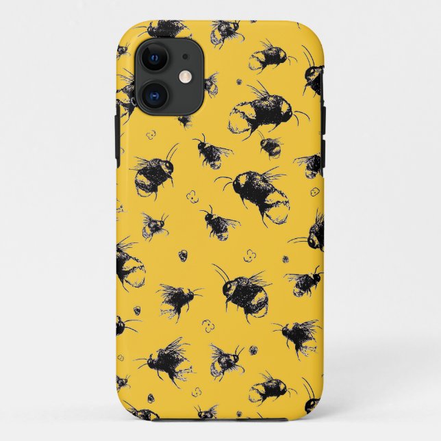 Tough iPhone Case mit Bee Pattern (Rückseite)