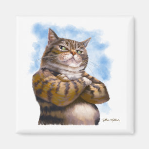 Tough Tabby Katze Cartoon Magnet