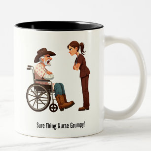 Tough Texas Rancher und Angry Nurse Showdown Zweifarbige Tasse