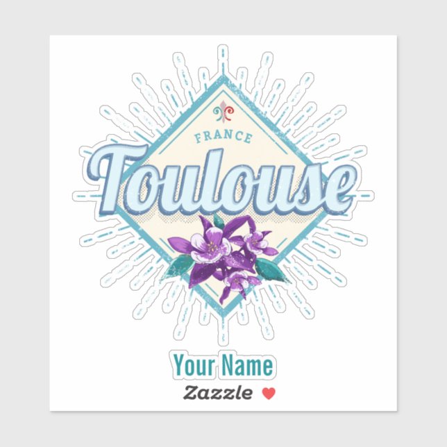 Toulouse City France Retro Violets Vintag Souvenir Aufkleber (Blatt)