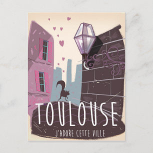 Toulouse Frankreich Cartoon-Reiseplakat Postkarte