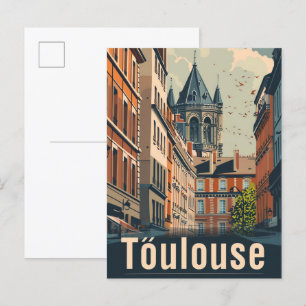 Toulouse Frankreich Vintage Retro Reiseillustratio Postkarte