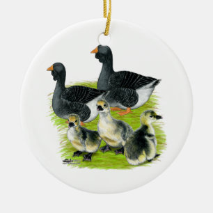 Toulouse Goose Family Keramikornament