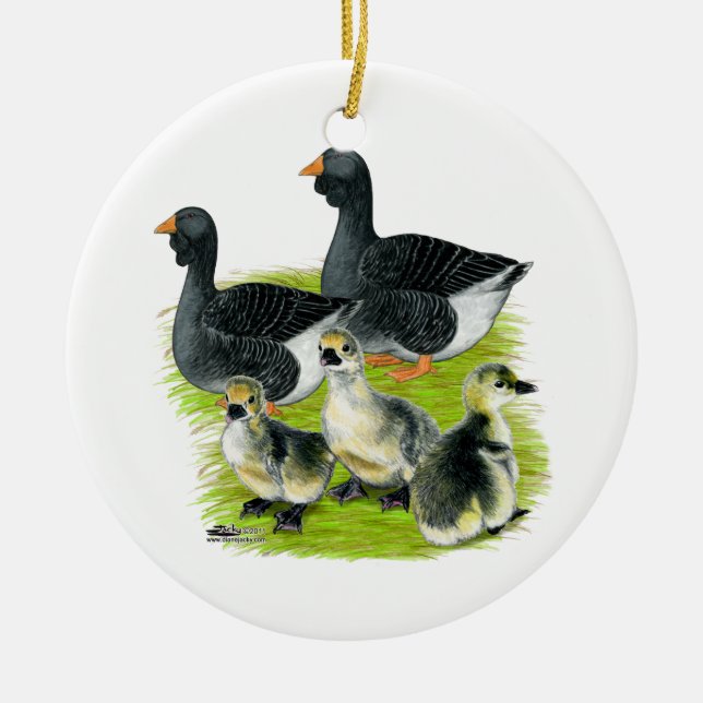 Toulouse Goose Family Keramikornament (Vorne)