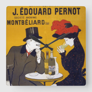 Toulouse - Lautrec Cafe Scene Kitchen Clock Quadratische Wanduhr