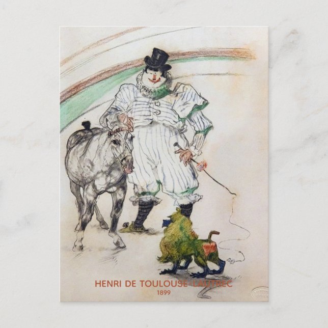 Toulouse-Lautrec, Circus Clown, Pferd und Affe Postkarte (Vorderseite)