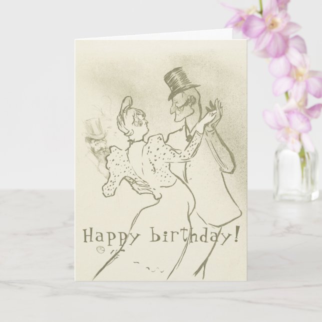 Toulouse Lautrec - Dancing Couple, Birthday Card Karte (Orchidee)