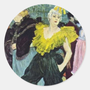 Toulouse Lautrec Die Clownin altes Bild, Runder Aufkleber