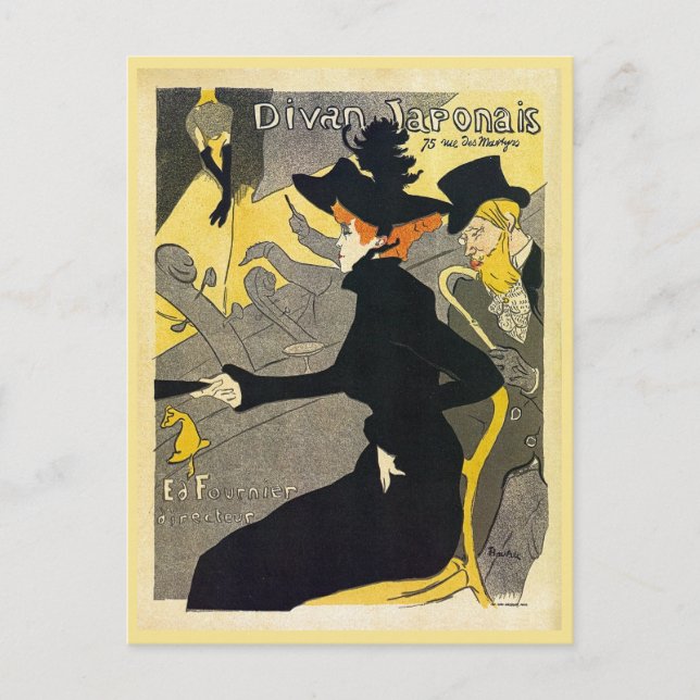 Toulouse Lautrec: Divan Japonais (Musikhalle) Postkarte (Vorderseite)