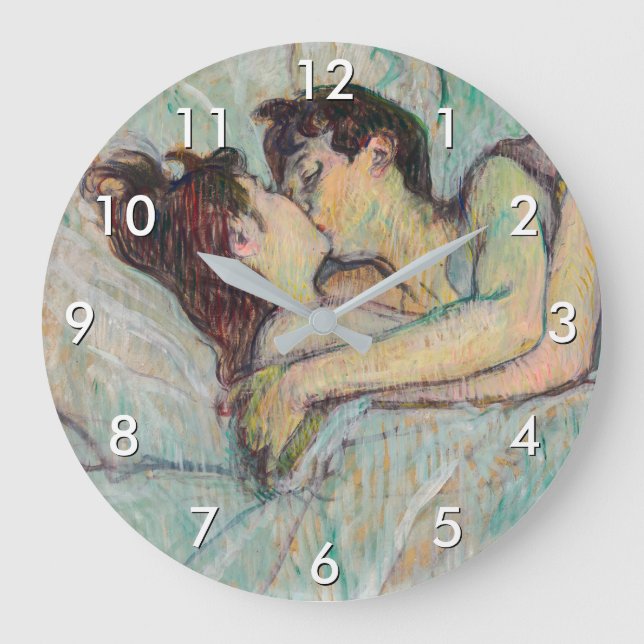 Toulouse-Lautrec - Im Bett, der Kuss Große Wanduhr (Vorderseite)