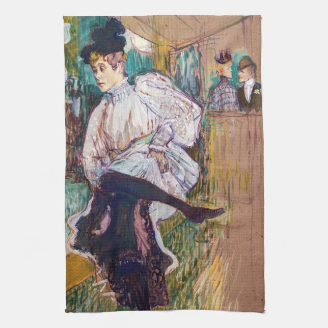 Toulouse-Lautrec - Jane Avril Dancing Geschirrtuch (Vertikal)