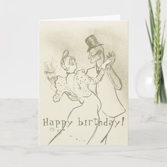 Toulouse Lautrec - Tanzpärchen, Geburtstag Einladung (Vorderseite)