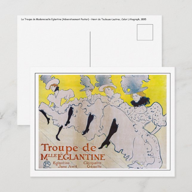 Toulouse-Lautrec - Troupe de Mlle Eglantine Postkarte (Vorne/Hinten)