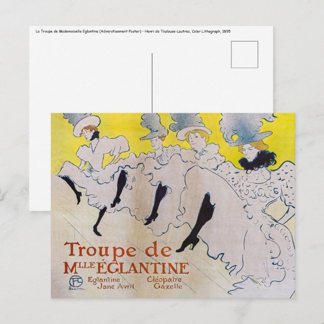 Toulouse-Lautrec - Troupe de Mlle Eglantine Postkarte (Vorne/Hinten)