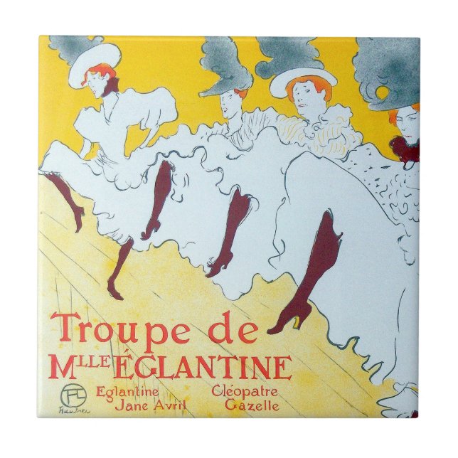 Toulouse Lautrec Yellow Dancing Girl Poster Fliese (Vorderseite)