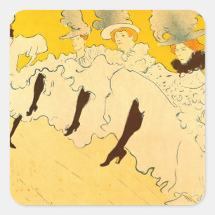 Toulouse Lautrec Yellow Dancing Girl Poster Quadratischer Aufkleber