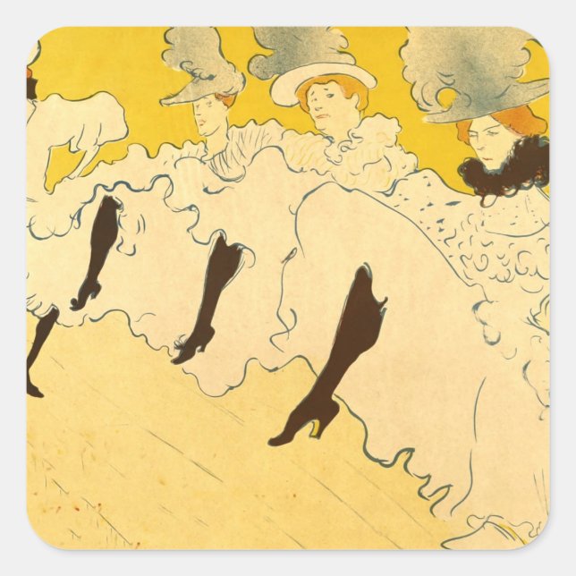 Toulouse Lautrec Yellow Dancing Girl Poster Quadratischer Aufkleber (Vorderseite)