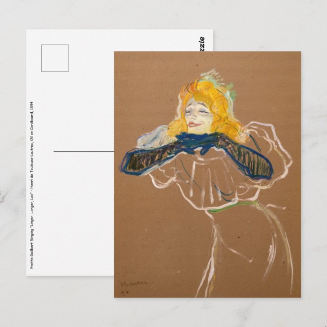 Toulouse-Lautrec - Yvette Guilbert Singing Postkarte (Vorne/Hinten)