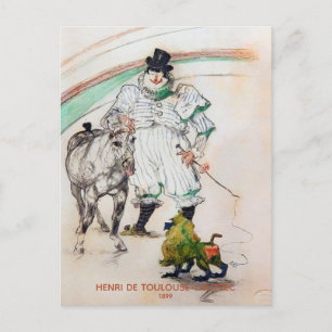 Toulouse-Lautrec, Zirkusclown mit Pferd und Affe Postkarte