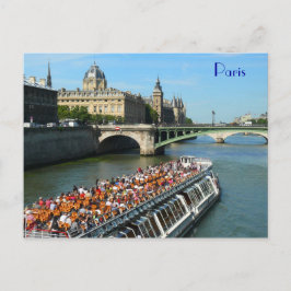 Tour Boat on the Seine River in Paris Postkarte