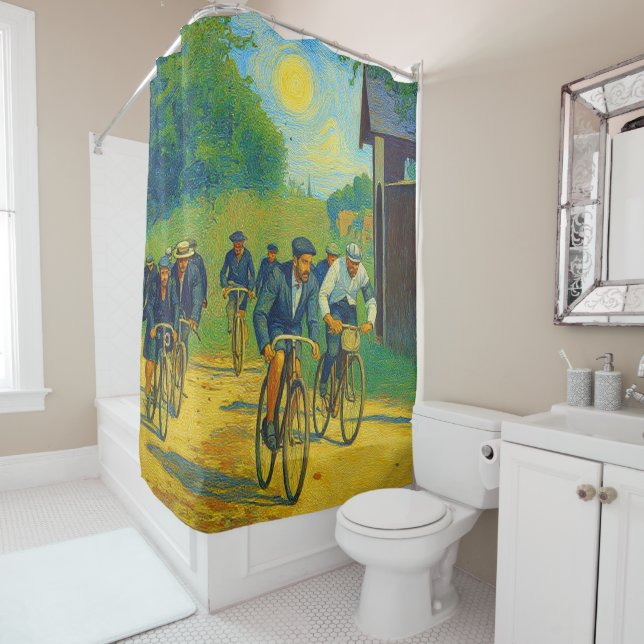 Tour de France First Race 1903 van Gogh Redux Duschvorhang (Beispiel)