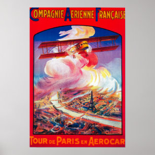 Tour de Paris, Frankreich in Aerocar Poster Europe