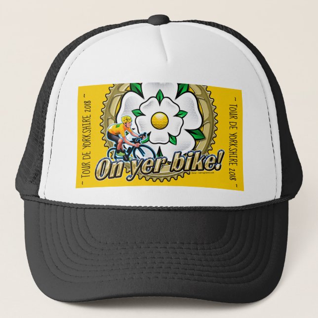 Tour de Yorkshire 2018 Baseballkappe "On yer Bike" Truckerkappe (Vorderseite)