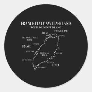 Tour Du Mont Blanc Karte Frankreich Italien Schwei Runder Aufkleber