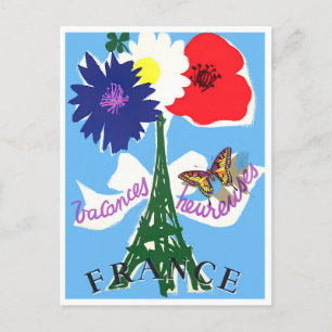 Tour Eiffel Frankreich Vintage Reise Postkarte