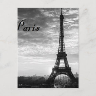 Tour Eiffel Paris - Sonnenuntergang in Schwarz & W Postkarte