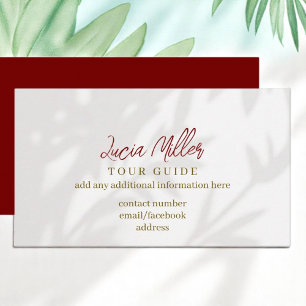 Tour Guide Blassgraue Blattschatten Visitenkarte