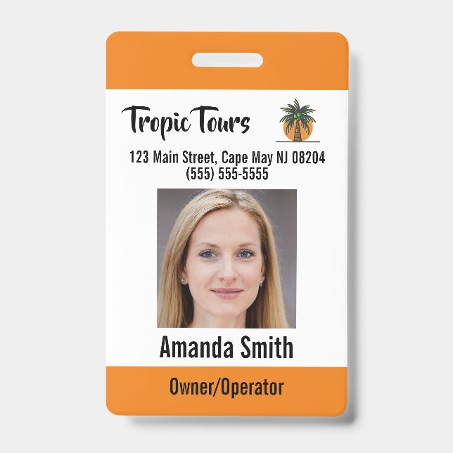 Tour Guide Foto ID Orange Ausweis (Vorderseite)
