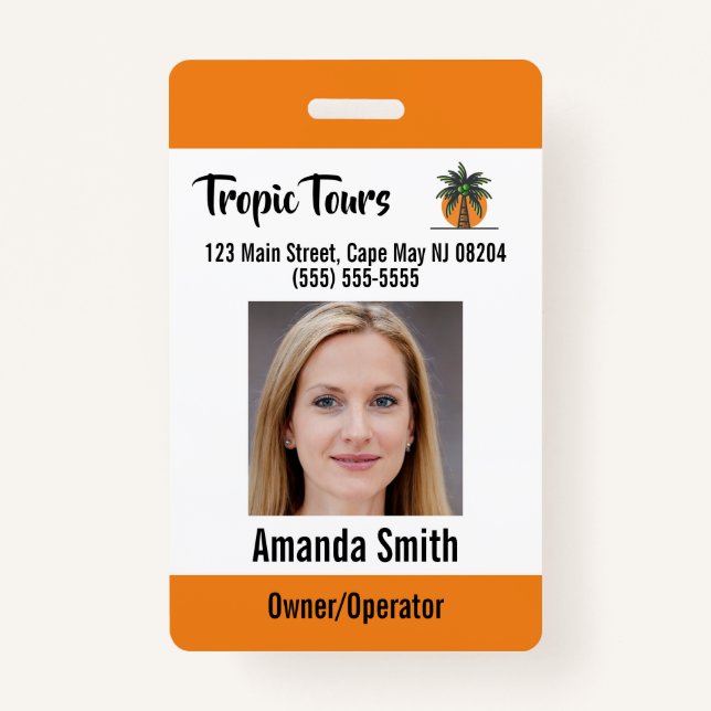 Tour Guide Foto ID Orange Ausweis (Vorderseite)