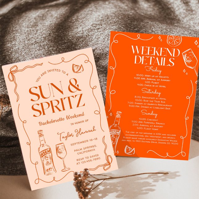 Tour Sun und Spritz Bachelorette Wochenende Einladung (Von Creator hochgeladen)