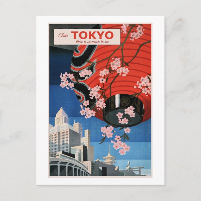 Tour Tokyo, Japan, travel poster, Postkarte (Vorderseite)