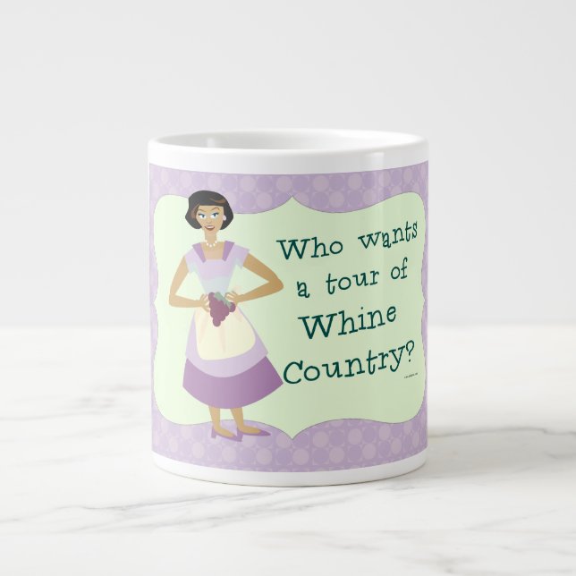 Tour Whine Country Funny Housefrau Cartoon Jumbo-Tasse (Vorderseite)