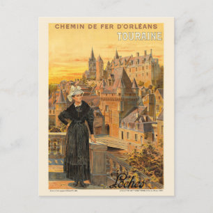 Touraine Loches France Vintage Poster 1906 Postkarte