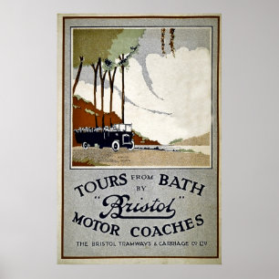 Touren von Bath durch Bristol Motorwagen Poster