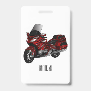 Tourenmotorrad-Cartoon-Illustration Ausweis