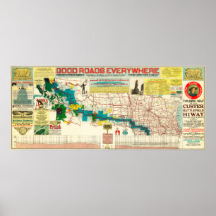 Tourenplan des Custer Battlefield Highway Poster